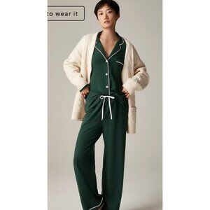 J.Crew $90 Womens Dreamy cotton-blend pajama pant set Forest Green Size L CC660